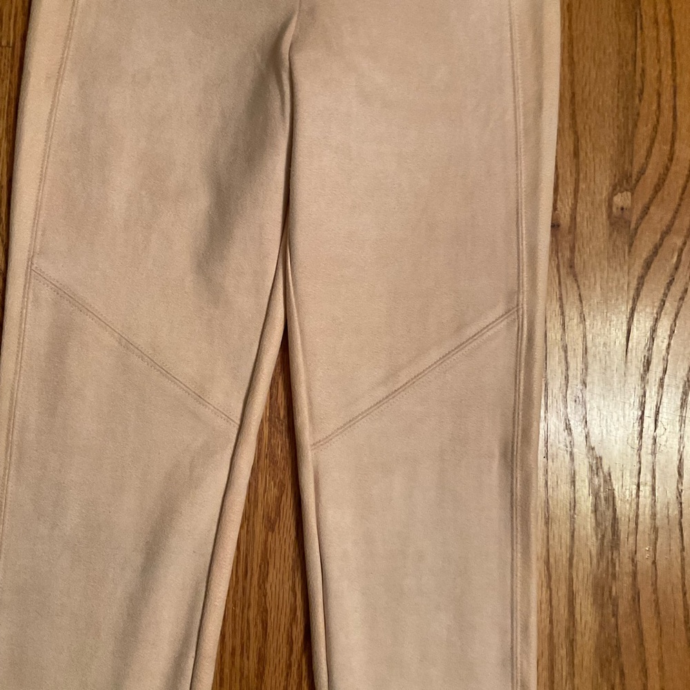 Hale Bob Ultra Suede Pale Pink Pants, Stretch Pull On High Waist, Body-Con, Sz M - Picture 3 of 12